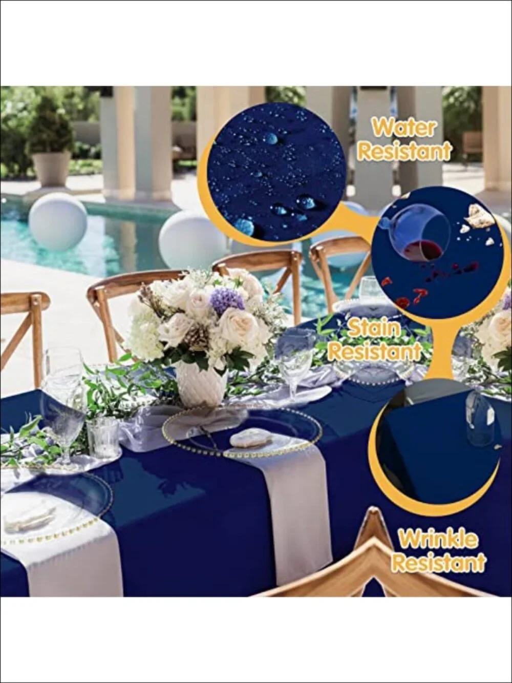 6 Pack Tablecloths 60x102 Inch Premium 150 GSM Polyester for 6ft Rectangle